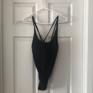 Black one piece bathing suit